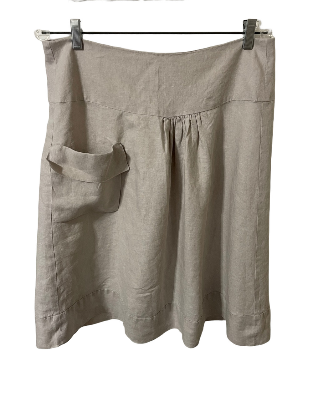 Sandwich Lined Linen Skirt with Pocket Size 40